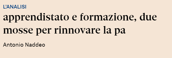giulia_banfi's tweet image. .@AntonioNaddeo su @sole24ore: Le PA possono assumere giovani laureati utilizzando un contratto di lavoro a tempo determinato di apprendistato. Gli avvisi sono pubblicati sul portale #InPa. A questi si aggiungono anche convenzioni con le università.
#decretoPA