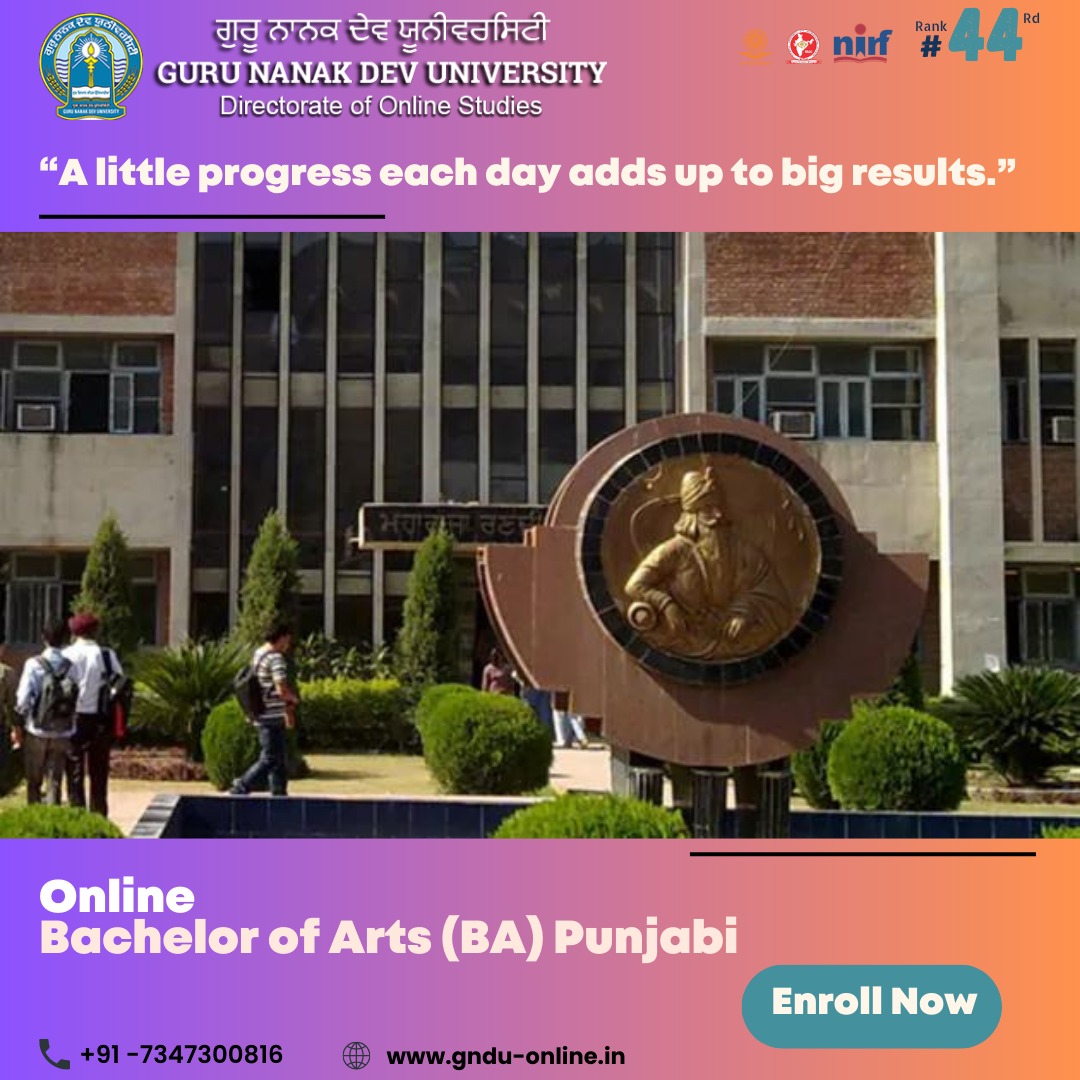 GnduOnline's tweet photo. "A little progress each day adds up to big results."
Online BA Punjabi Apply Now - https://t.co/YgZhI1uWTE
#onlineba #bapunjabi #onlinebapunjabi #onlineeducation #onlinecourses #gndu #gnduonline https://t.co/r3ykQzruZt