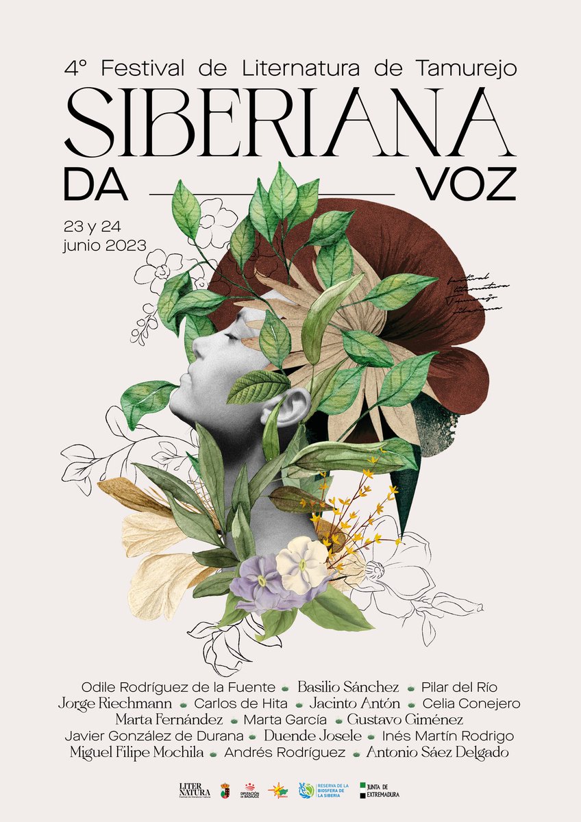 Siberiana - Festival de Literatura y Naturaleza
23 y 24 de junio - Tamurejo (#Badajoz)

Diálogos al aire libre, música, poesía… Con Odile Rodríguez de la Fuente, Basilio Sánchez, Pilar del Río, Duende Josele, Jorge Riechmann y Carlos de Hita (día 22 en Garbayuela), entre otros.