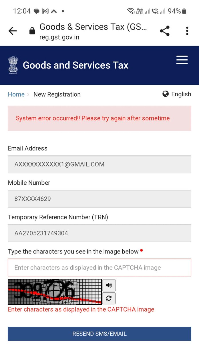 depooh16's tweet photo. @Infosys_GSTN @cbic_india GST application bearing TRN 272300218150TRN dated 24/04/23 was approved. However no GST certificate or number issued yet. When asked for the option to mail again, it shows system error. Request you to please help in the same. https://t.co/zad77Ql5ah