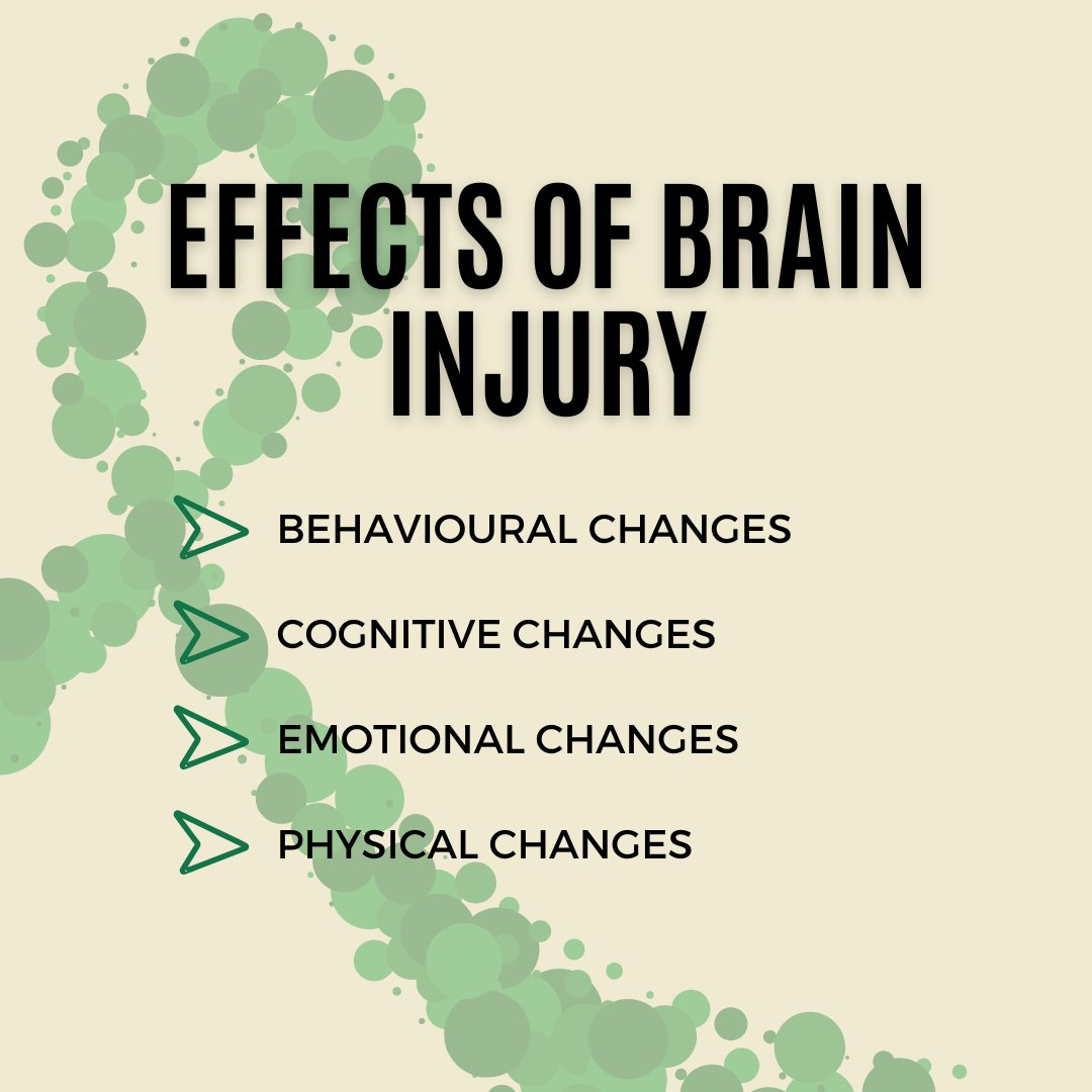 Today we're highlighting the 4 major effects of a brain injury that someone might experience. These are behavioural changes, cognitive changes, emotional changes, and physical changes. #BIAM2023 #BrainInjuryAwarenessMonth