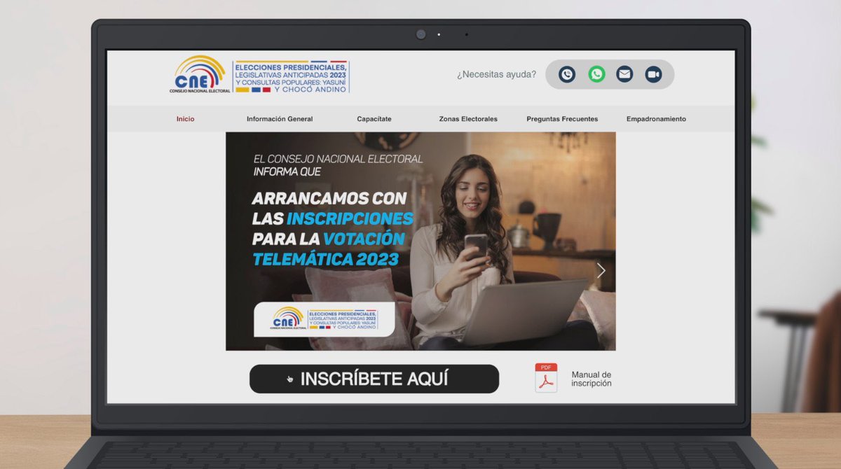 CNE_LosRios's tweet photo. La #InscripciónVotoTelemático 💻 está habilitada desde el 7 de junio y estará vigente hasta el mismo día de las votaciones (20 de agosto), a través de cualquier 📲 teléfono inteligente, computadora o Tablet 🤳 que cuente con conexión a internet. 

#EleccionesAnticipadas2023Ec 🇪🇨. https://t.co/t9cduRNwYO