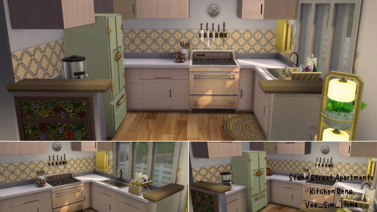 I'm not sure who was more excited for this reno, me or the sim family staying here. Keeping with the neutral tones, but warming the space up and taking down the wall makes it feel so much bigger. #Sims4 #Sims4EcoLifestyle #KitchenReno