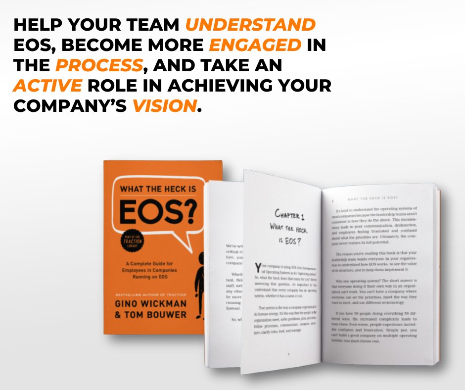 WillCrist's tweet photo. Has your company struggled to roll EOS out to all levels of your organization?  Do your employees understand why EOS is important or even what it is?  

What the Heck is EOS? is for the millions of employees in companies running their businesses on EOS (Entrepreneurial… https://t.co/ToJbc7tXRF