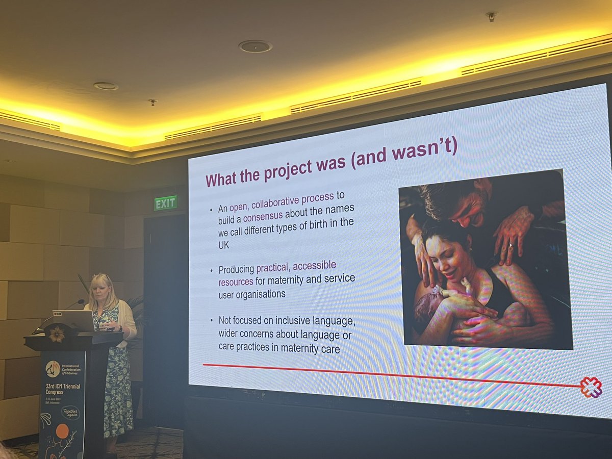 Language matters for positive birth experience 🧡 @BirteLam presenting the finding from the RCM Re:Birth project at #ICM2023 #MidwivesInBali @world_midwives @MidwivesRCM 

Come to the RCM stand to pick up your FREE language guide (and much more)✨
