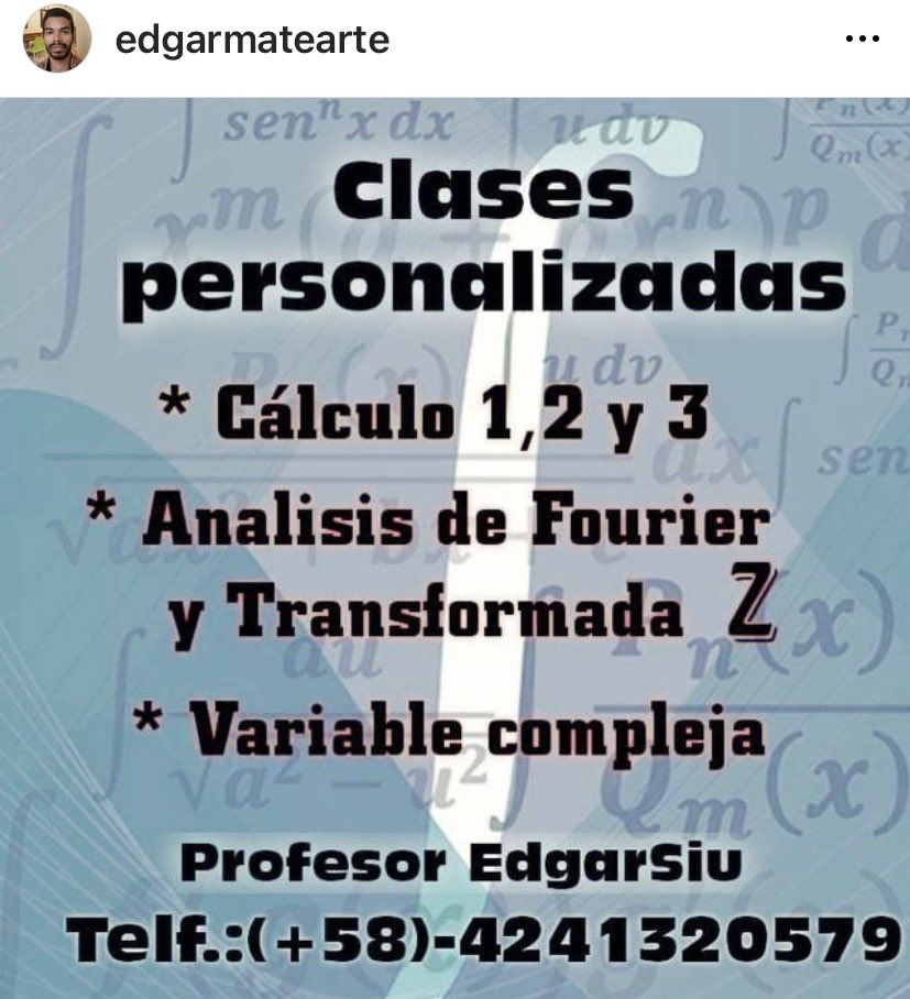 AlexaGomezDos's tweet photo. Me refieren la cuenta del profesor Edgar que está pasando cómo muchos venezolanos,por una situación de precariedad y no tiene alimentos. Está ofreciendo descuentos especiales en sus clases de matemáticas, cálculo, variable complejas . Cualquier info les dejo el contacto. Gracias https://t.co/0T5C2LM69a