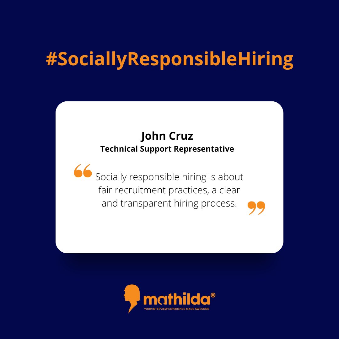 mathilda® X Socially Responsible Hiring

Hear what people has to say about #SociallyResponsibleHiring. Thank you John Cruz for sharing your thoughts.

#mathilda® #HiringAutomation #Recruitment #HR #Hiring #Recruiting #JobSearch #Career #Employment #Job #Staffing #Recruiters