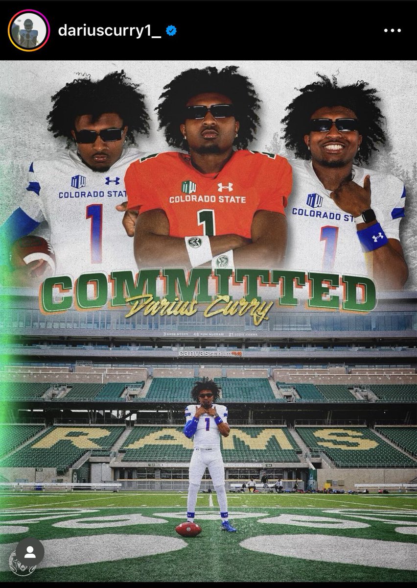 Kevin_Lytle's tweet photo. Darius Curry, a 3-star QB with a bunch of P5 offers, has announced his commitment to Colorado State on his Instagram page. The Long Beach Poly star threw for more than 3,000 yards and 38 TDs as a junior https://t.co/jNU2qhpK3l