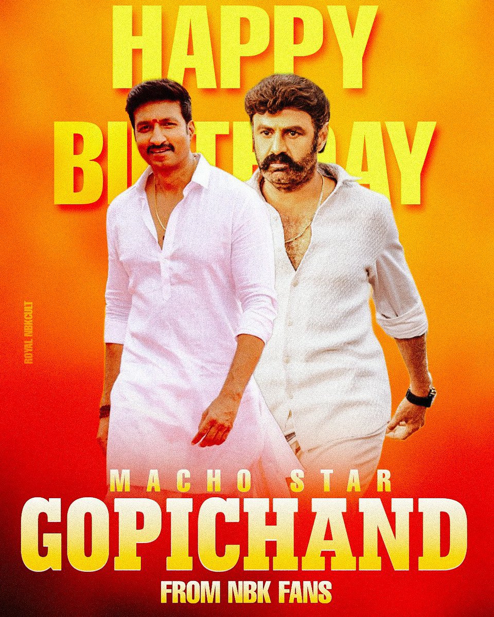 Happy Birthday to the one and only #MachoStar @YoursGopichand Anna ❤️

From God of Masses NBK Fans.

Wishing You Many Successful Years to Come More😍

#HBDGopichand