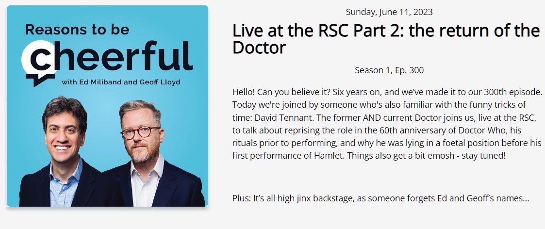 LINK-> shows.acast.com/reasonstobeche…

#DavidTennant #RSC #ReasonsToBeCheerful