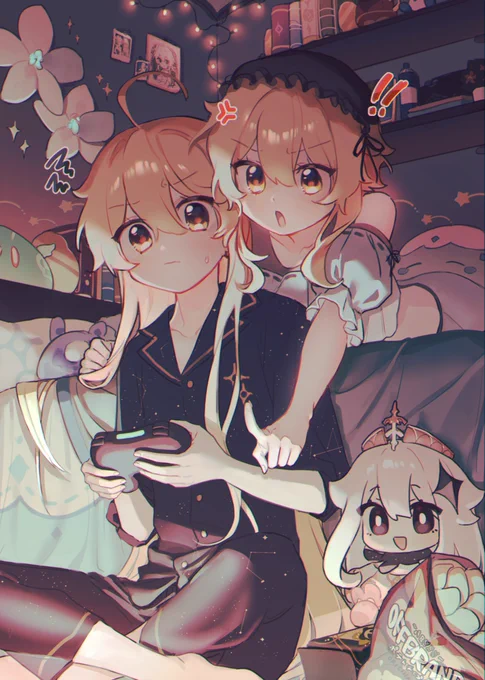 aether and lumine i did for the genshin twins zine!!
