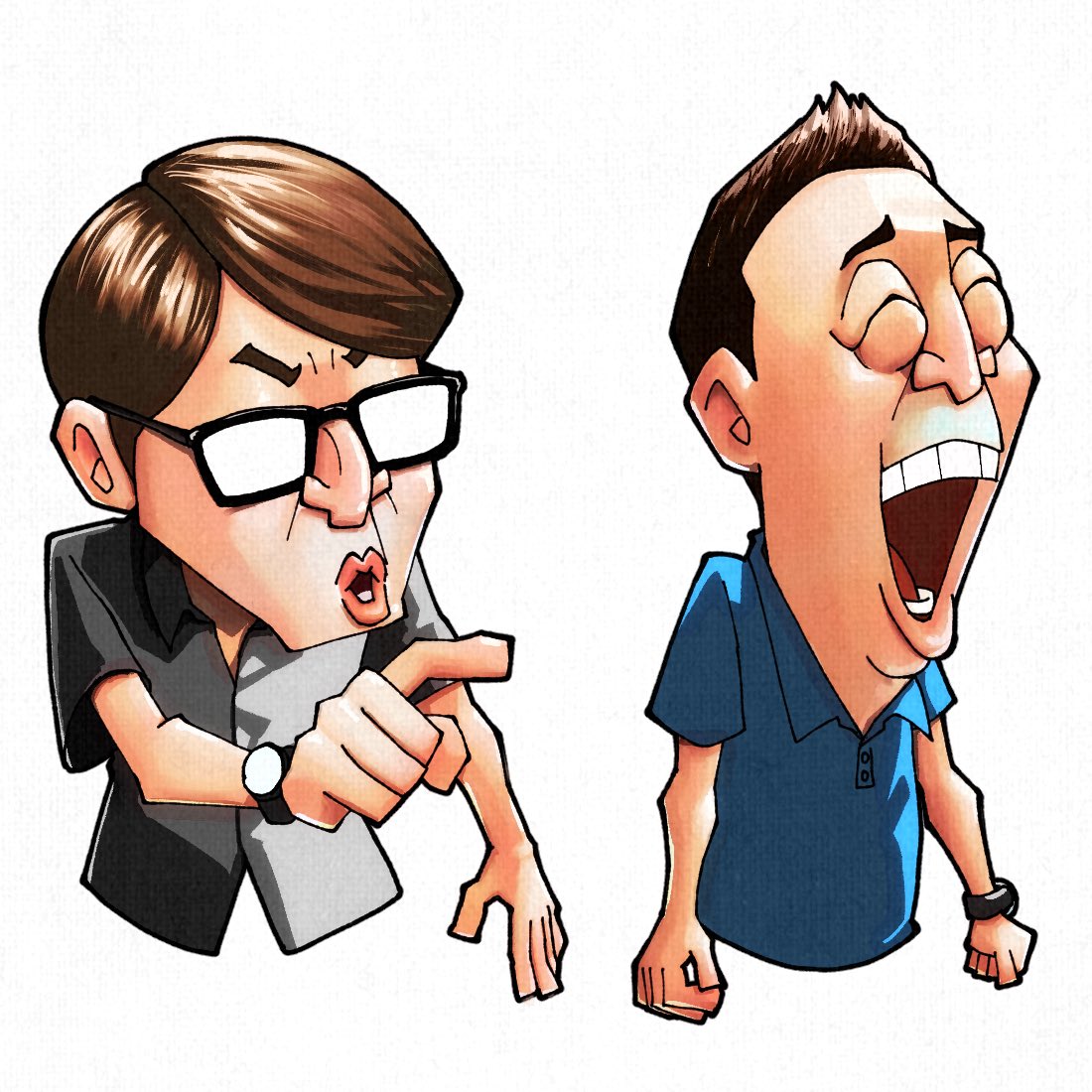 wristwatch glasses watch multiple boys brown hair 2boys male focus  illustration images