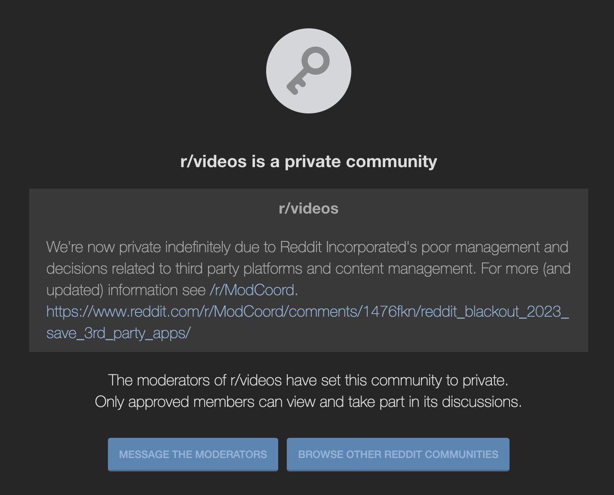 sudo_overflow's tweet image. Moderators of #RedditGoesDark, make sure your private subreddit message explains why you're going dark.
Don't leave people confused, here's your chance to spread the message.
#Redditapi #redditstrike