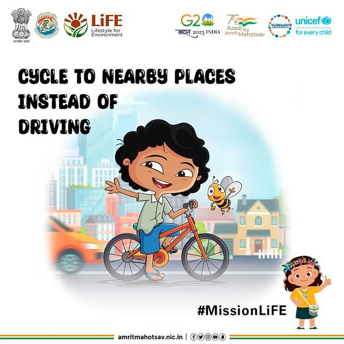 drmmumbaicr's tweet image. Cycling 🚴not only keeps you fit but also results in lesser noise &amp;amp; air pollution. It results in fewer emissions that are warming the atmosphere.   Hence, it tops #ProPlanet mode of transportation.    
#ChooseLiFE #ProPlanetPeople #MissionLiFE