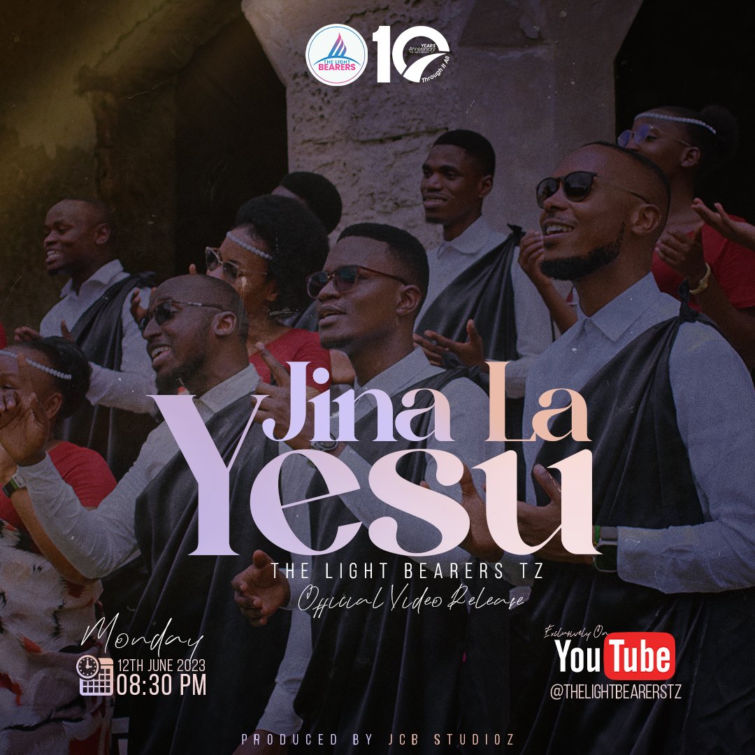 Lightbearerstz's tweet photo. •••••
Stay Tuned, Today at 08:30 PM The Light Bearers Tz will be premiering #JINALAYESU Official Video Song via YouTube Channel.

Save the time and get ready for this blessing!

#thelightbearerstz #jcbstudioz #katikakilahali #throughitall #LBat10 https://t.co/lFChUTYO63