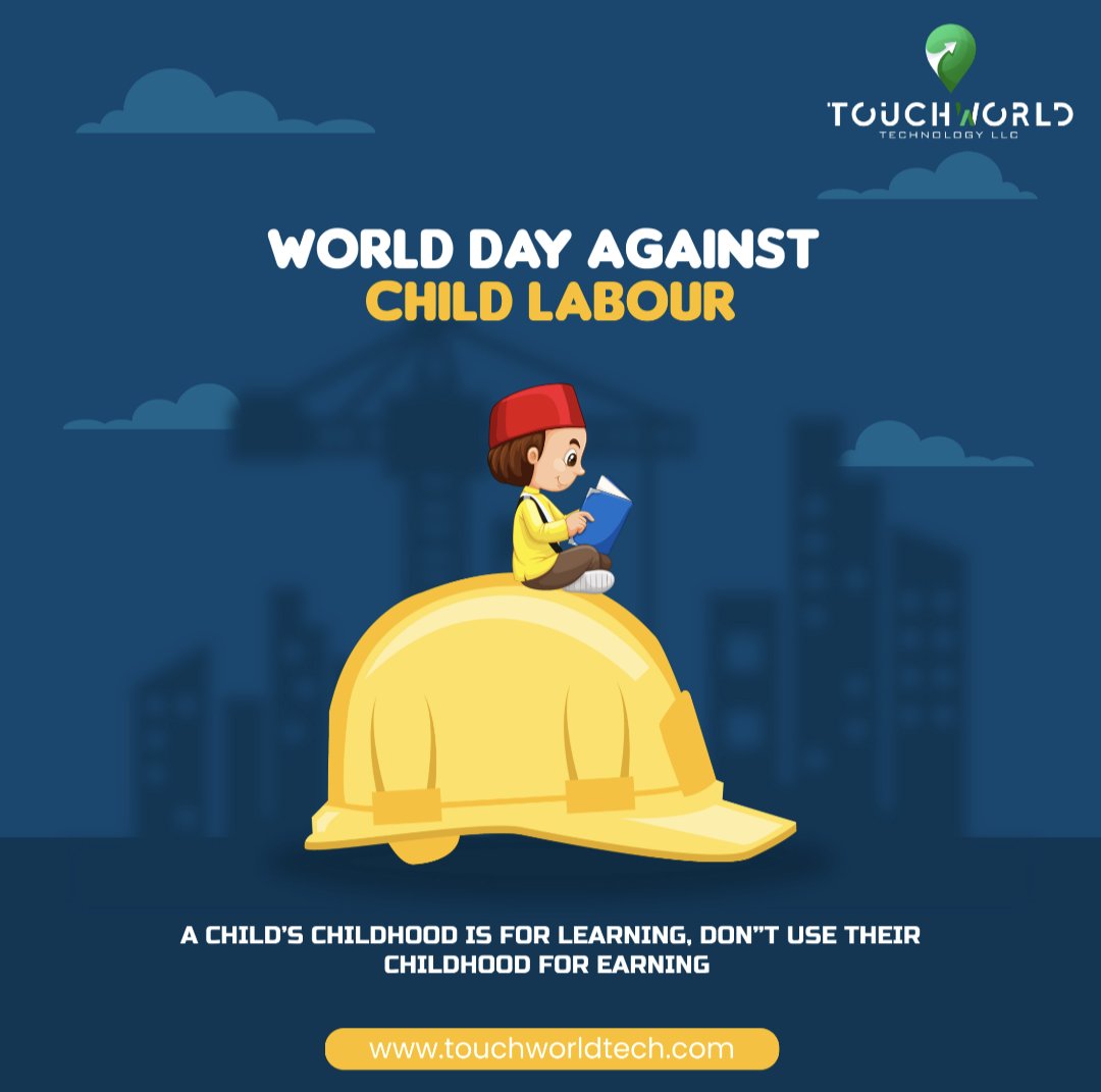 Let's make the world a better place for every child!

#childlabour #worlddayagainstchildlabour #children #education #childsafety #wishes #day #touchworldtechnologyllc