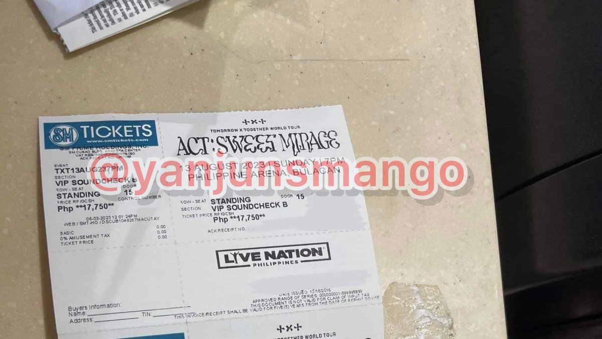 yanjunsmango's tweet image. WTS 
TXT in Bulacan ticket

🫶🏻 VIP SC B - 1 tix (original price + assistance fee)

Already claimed physical ticket
Can do meet-up
All proofs. Paypal👌🏻한국계좌👌🏻

#TXT #투바투양도 #TXT_ASM_TOUR #TXTinBulacan
#투모로우바이투게더 
#TOMORROW_X_TOGETHER