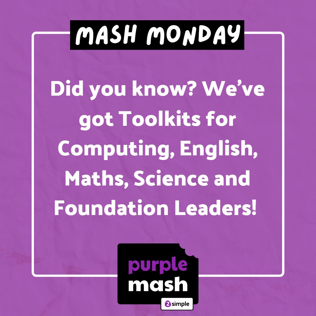 purpleMash's tweet image. Starting a new subject leadership role next year? Our toolkits will help you get started. Find them in the teacher’s area on Purple Mash.
Don’t have a Purple Mash subscription? Try it for free: 2simple.com/purple-mash/
#SLT #ComputingLead #EnglishLead #MathsLead #ScienceLead