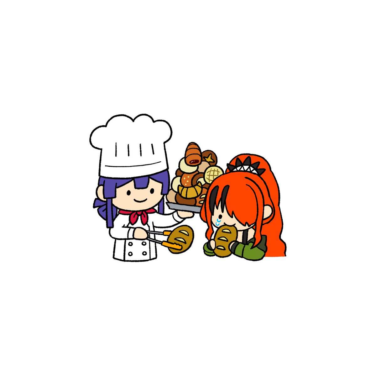 「たんとお食べ〜 #レインの依頼書 #長尾百景」|白井いろ🐻‍❄️LINEスタンプ販売中のイラスト