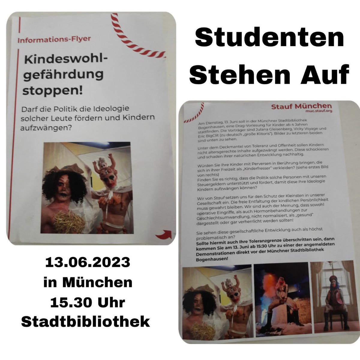 Heute möchte ich meine kleine Reichweite dazu nutzen, um auf eine geplante Demo gegen Drag-Vorlesungen für Kinder in einer Münchner Bibliothek aufmerksam zu machen. 
Es ist wichtig, dass aufgestanden wird!

stauf.org/events/drag-le…

Gerne retweeten für Aufmerksamkeit
#Stolzmonat
