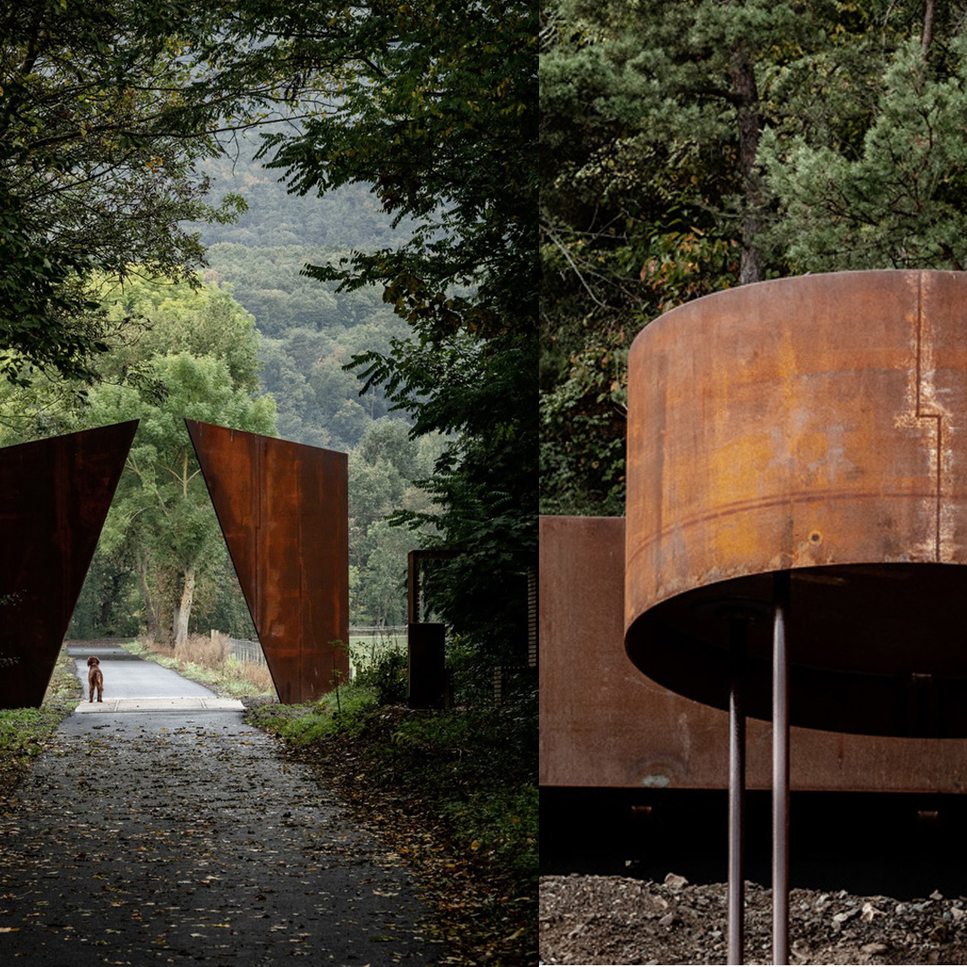 Tracing the echoes of the past, embellished with corten steel brilliance. Exploring the reconverted railway.
#steel #cortensteel #railway #route #reconverted