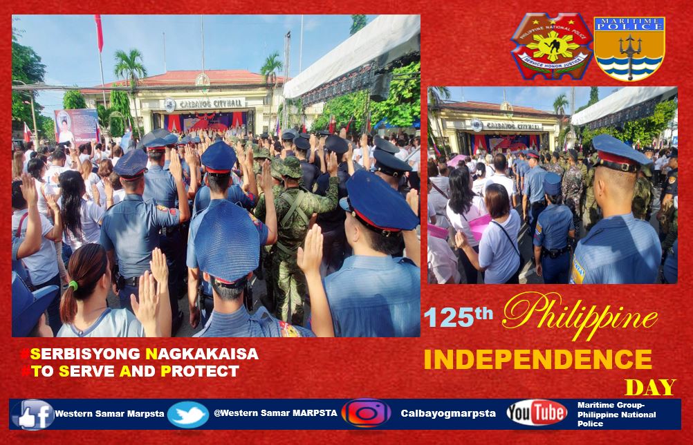 802ndmarpsta's tweet photo. IN PHOTOS || 125th PHILIPPINE INDEPENDENCE DAY Celebration with the Theme: "KALAYAAN, KINABUKASAN, KASAYSAYAN".
#SerbisyongNagkakaisa
#PNPToServeandProtect https://t.co/w7jnMXXuy3