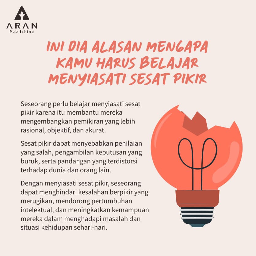 aran_publishing's tweet photo. Seringkali kita memiliki penilaian yang salah dan mengambil  keputusan-keputusan yang buruk dalam hidup. 

Salah satu cara menghindarinya adalah dengan memahami macam-macam kesesatan berpikir. 

Yuk miliki buku 📖Menyiasati Sesat Pikir📖 karya Mbak Rika Iffati Farihah https://t.co/kyvzVixY8S