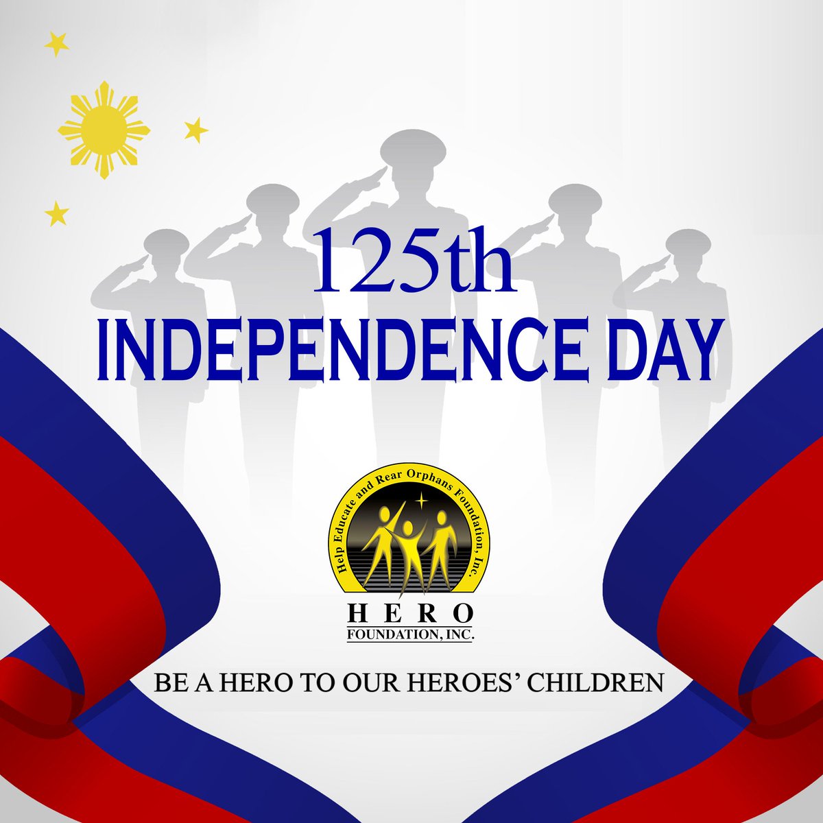 arvinangeles's tweet photo. HERO Foundation Inc. joins the whole nation in celebrating the 125th Independence Day to give honor and recognition to the legendary heroes who fought for our nation’s freedom

#IndependenceDay2023 #Kalayaan2023 #HEROFoundationInc #MilitaryOrphans #BeAHeroToOurHeroesChildren https://t.co/haTdhJorun