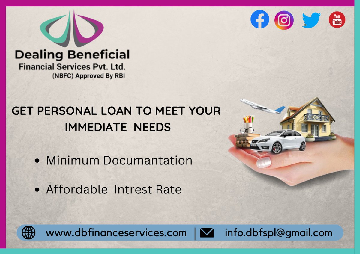 DBFinance's tweet photo. https://t.co/0fyb1pfgAg
Website :- https://t.co/um2S2ozn37
FB Page:- https://t.co/p3gF3VnaWW
Twitter Page :- https://t.co/5YOg1eFjIH
#personalloan #mortgageloan #goldloan #businessloan #twowheelerloan #loanservices #NBFCs #loan #finance #dbfs https://t.co/uNWddPiwCY