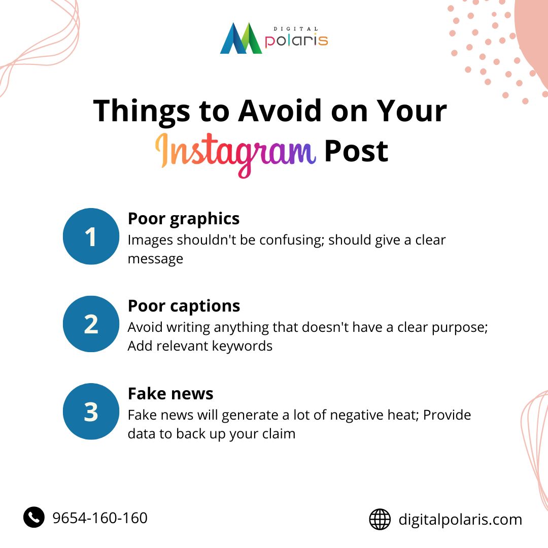 #Things To #Avoid on Your #Instagram #Post 

#PoorGraphics
#PoorCaptions
#FakeNews

#DigitalPolaris #digital #marketing #socialmedia #socialactivity #follow #like #likes #branding #product #brand