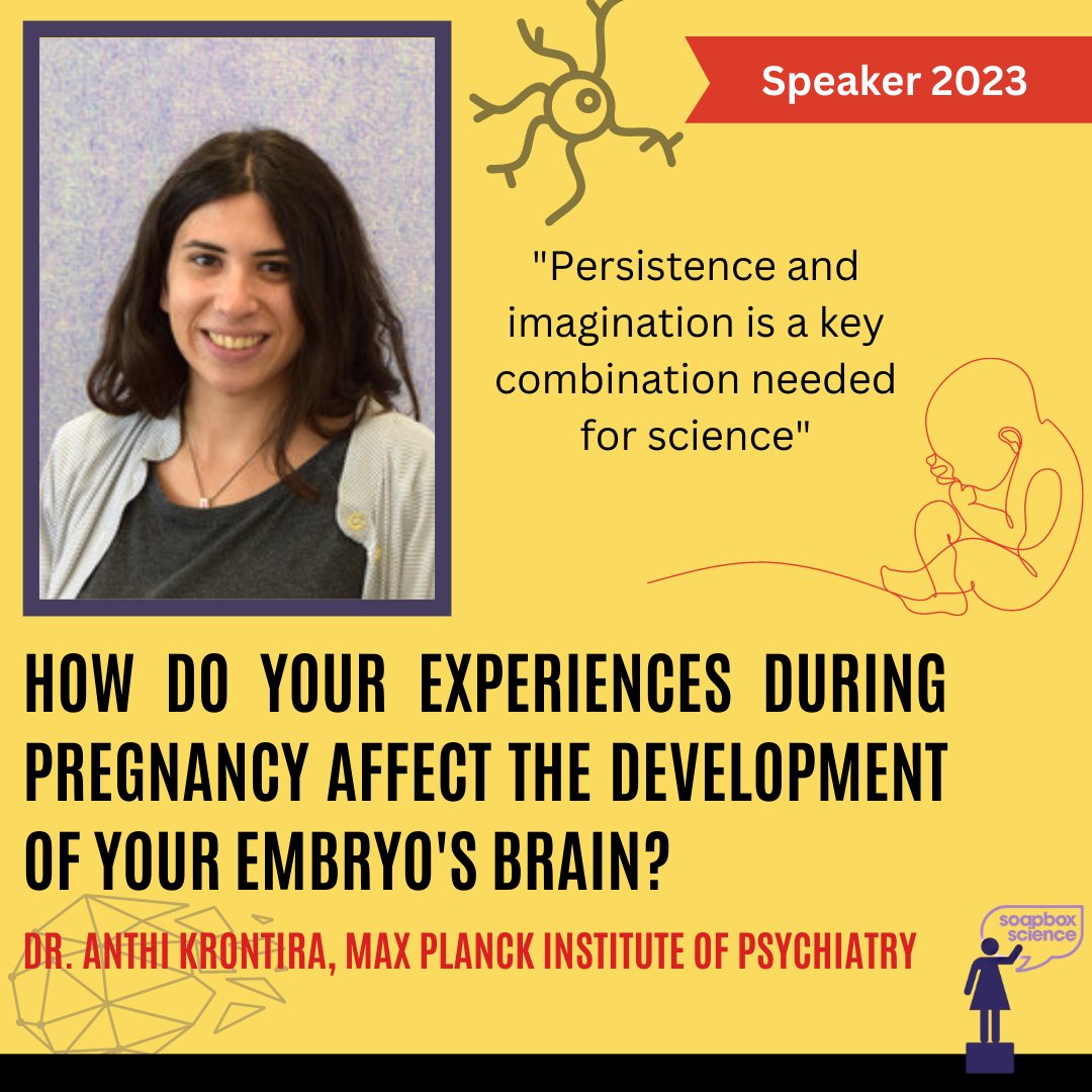 Dr. Anthi Krontira studies how experiences during #pregnancy and their timing can shape the developing baby's #brain. Join @krontiranthi at Odeonsplatz on July 1st to explore the impact of prenatal experiences on fetal #BrainDevelopment.
#SciComm #WomenInSTEM #WomenInScience
