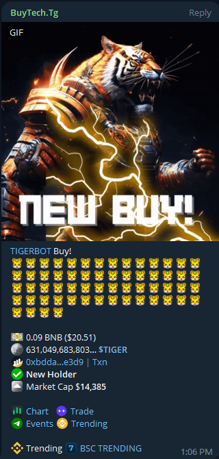 TIGERBotBSC's tweet image. ATH 15k mc
New ath coming

#TIGERBOT #7BSCTREND #ROAR