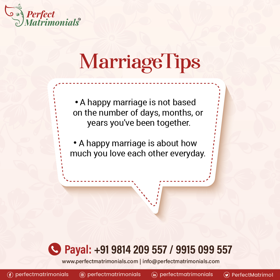 Marriage Tips 💍❤️
Email us at : info@perfectmatrimonials.com
Contact us at : wa.me/919915099557
Contact us at: wa.me/919814209557
.
.
.
#marriage #bond #requires #trust #respect #commitment #perfectpartner #perfectmatrimonials #matrimonialsite #shaadi #marriagetips