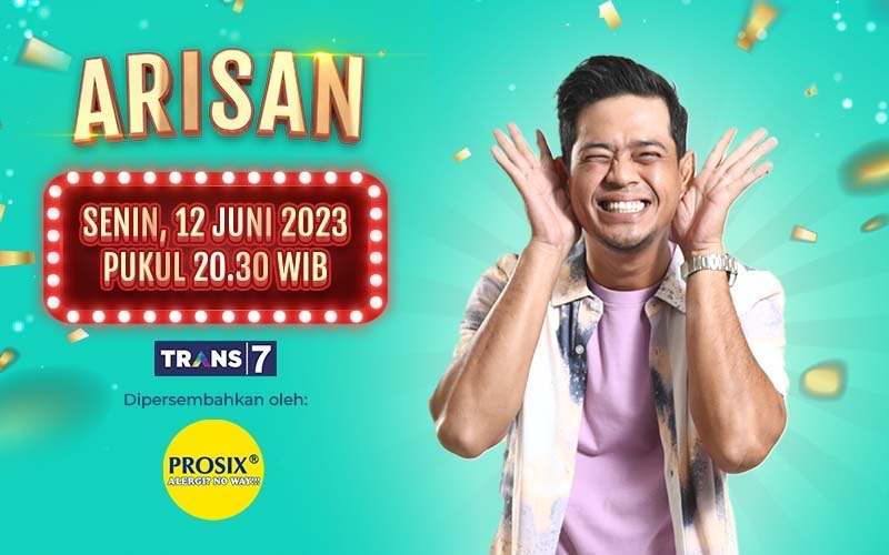 TRANS7's tweet photo. Surya itu host serba tau lho. Gak cuma mandu Arisan aja, buat ngatasin alergi juga dia tau! Kalau gak percaya cek aja episode #ArisanTRANS7 kali ini jam 20.30 WIB. #Prosix #T7 https://t.co/U6enT35Bzp
