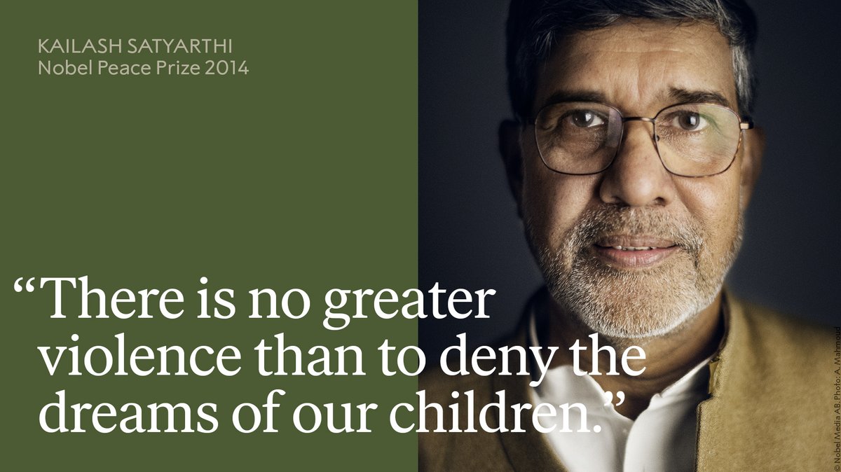 Since 1980 Kailash Satyarthi (@k_satyarthi) has freed thousands of children from slave-like conditions. He was awarded the Nobel Peace Prize in 2014 for his work on behalf of young people.

Learn more about the peace laureate: bit.ly/2EnNyoH

#ChildLabourDay