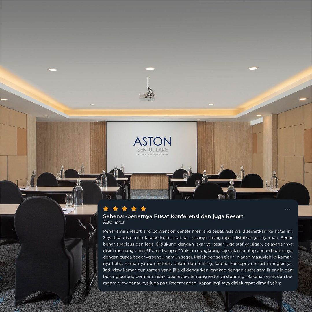 An honest review from Mr. Riza Ilyas

Thank you for choosing <a href="/astonsentul/">ASTON SENTUL</a> as your favorite meeting

We are here to make sure your stay is comfortable &amp; memorable