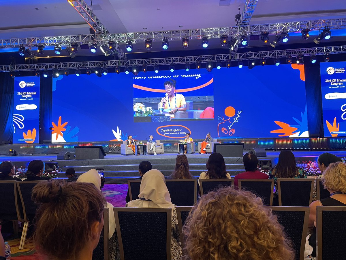 Day 2 at the #icm2023 conference in Bali. A fantastic first plenary session spotlighting the work of midwives and other activists who have fought and won the right to better pay and working conditions for their profession.