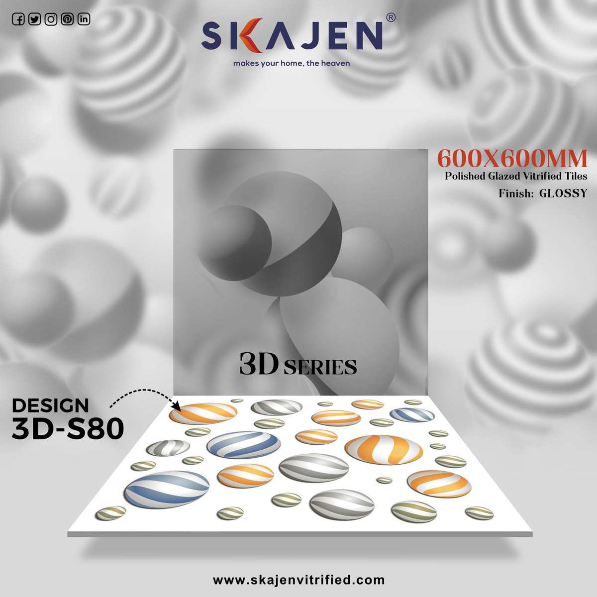 Experience the impact of effortless design in your spaces with an exclusive collection of our 3D design tiles.

#3dtiles #3dseries #3dDesign #glossytiles #glazedtiles #skajen #glazed #vitrified #design #architecture #tile #interior #homedecor #flooring #floor #tiledesign #ceramic