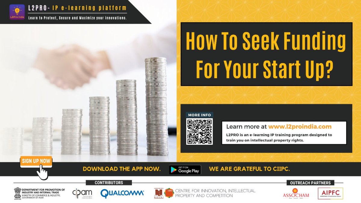 l2pro_india's tweet image. The first step in your #funding search would be to prepare an estimate on the amount of money you will need to fund your start-up. 

To understand more about funding, download the L2PRO e-learning IP training program at bit.ly/3iKYgdA . We thank #CIIPC

#l2pro #IPR