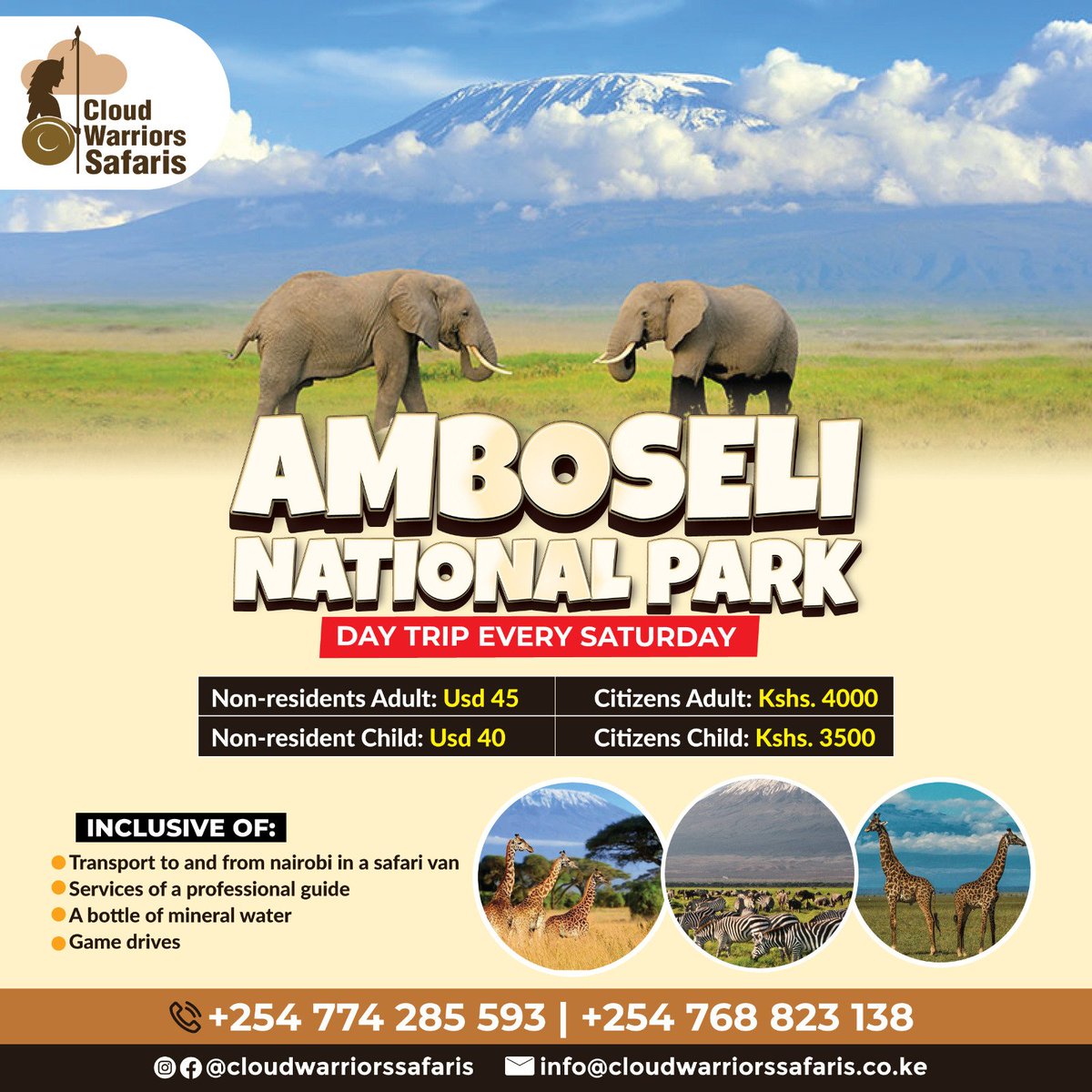 Hello Monday. Lets begin preparing for the weekend. Is it Saturday or Sunday? Amboseli or Nairobi National Park? Call/WhatsApp +254768823138 #cloudsafaris