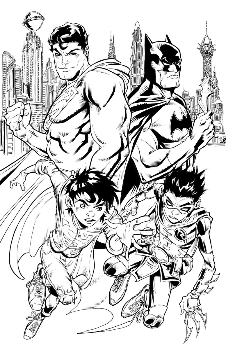 Auction piece for Heroescon 2023 #supersons #super #superman #batman #damien #dccomics #comics #comicbooks #auction #auctions #heroescon #heroes #fathersday #sons #fathers