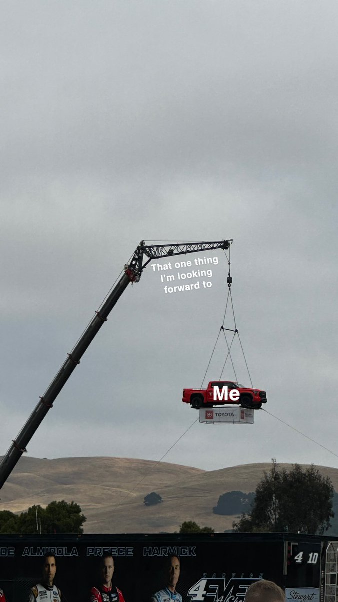 Went to my first ever <a href="/NASCAR/">NASCAR</a> race today! Couldn’t figure out why a truck was suspended so I came to my own conclusion🥰