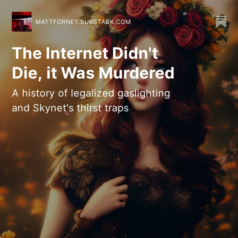 budapestotc's tweet photo. NEW AT SUBSTACK: the Internet is DEAD, anon. ChatGPT is just the beginning. It's a tale of rogue AI e-girls, DARPA data-harvesting projects, and legalized propaganda. And it's been going on for well over a decade.

THE ELECTRIC CAMEL RIDES AGAIN.

https://t.co/RBfSTUVizE https://t.co/ZT8xNTonlG