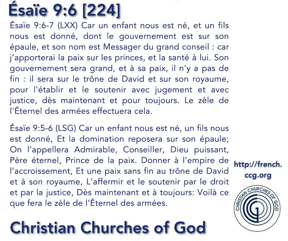 CCGFrancophone's tweet photo. Ésaïe 9:6 [ou verset 5 dans certaines versions françaises] est souvent utilisé pour soutenir la #théologie #Trinitaire ou Binitaire/Dithéiste. Ce document d’étude examine son utilisation et sa compréhension dans les différentes traductions, [..]

https://t.co/yiw1fTiohJ https://t.co/FeNEuoL00j