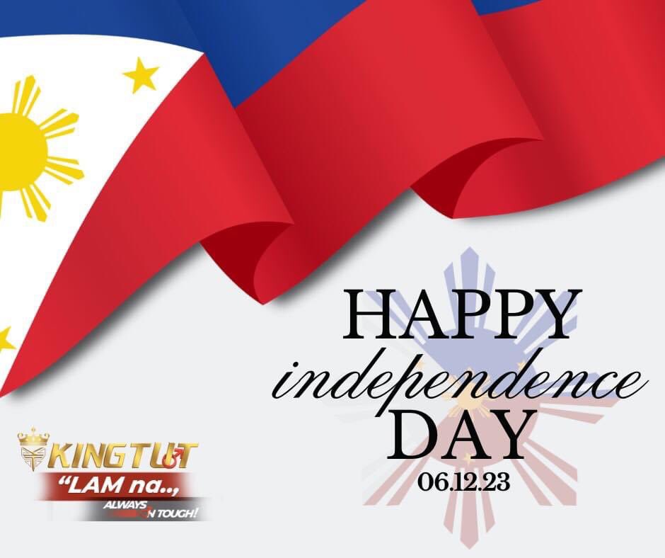 kingtutph's tweet photo. 𝗛𝗮𝗽𝗽𝘆 𝟭𝟮𝟱𝘁𝗵 𝗣𝗵𝗶𝗹𝗶𝗽𝗽𝗶𝗻𝗲 𝗜𝗻𝗱𝗲𝗽𝗲𝗻𝗱𝗲𝗻𝗰𝗲 𝗗𝗮𝘆! ✨
Let us continue to honor and remember the sacrifices of our heroes who fought for our freedom.

Website
https://t.co/wMNc6CFwKx

Facebook
KING TUT 

#IndependenceDay #kingtut #kingtutph https://t.co/vIdUfrXN3R