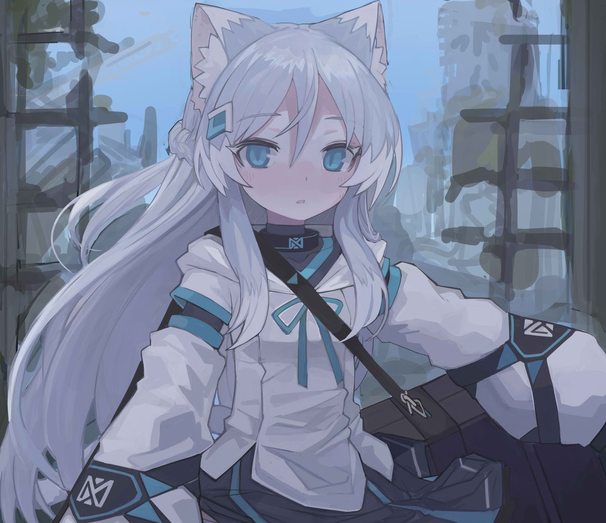 1girl animal ears solo long hair blue eyes animal ear fluff looking at viewer  illustration images