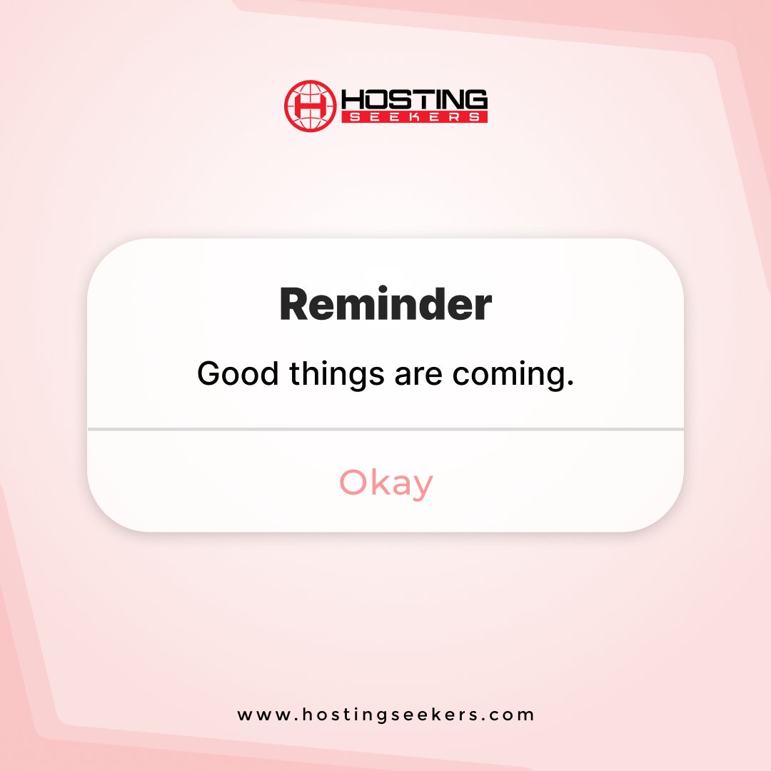 Hostingseekers1's tweet image. 🌟 Keep your spirits high, because good things are coming! ✨✨ Embrace the journey with a positive mindset and watch the magic unfold.💫

#GoodThingsAreComing #PositiveVibesOnly  #KeepGoingStrong #MotivationMonday #Hostingseekers
