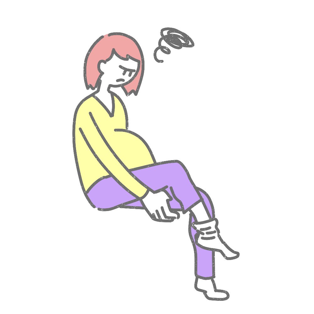 「妊娠で靴下が履けない女性      femtech-illustration.c」|たぬ川にくQ@漫画家イラストレーターのイラスト