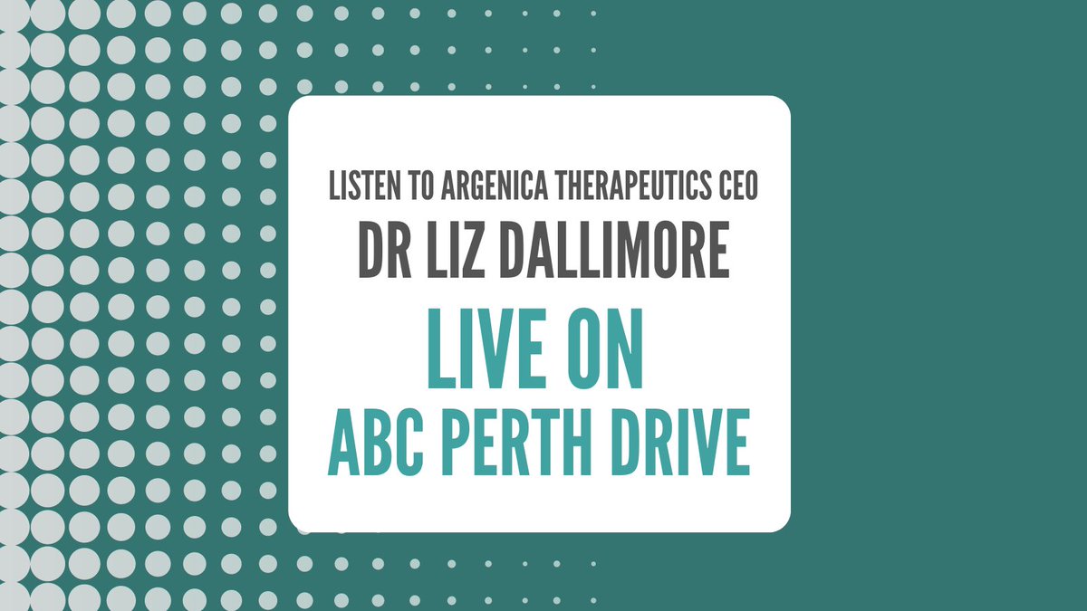 ArgenicaT's tweet photo. Listen out for our CEO Dr Liz Dallimore on ABC Perth Drive around 4.10pm WST this afternoon!
She will be chatting about the latest research results in relation to ARG-007 helping to reduce brain injury from HIE.
#ABCPerthDrive #ABCPerth #ARG007 #hopeforHIE #clinicaltrials https://t.co/TpMSI7KGwf