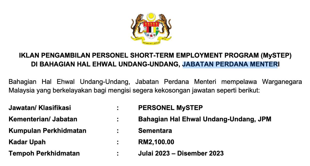 ✅ JABATAN PERDANA MENTERI

Jawatan  
PERSONEL MySTEP

📌 Iklan Penuh : peluangkerjaya.com/jobs/jabatan-p…

#kerjakosong #jawatankosong #peluangkerjaya #carikerja #hiringnow #jobstreet